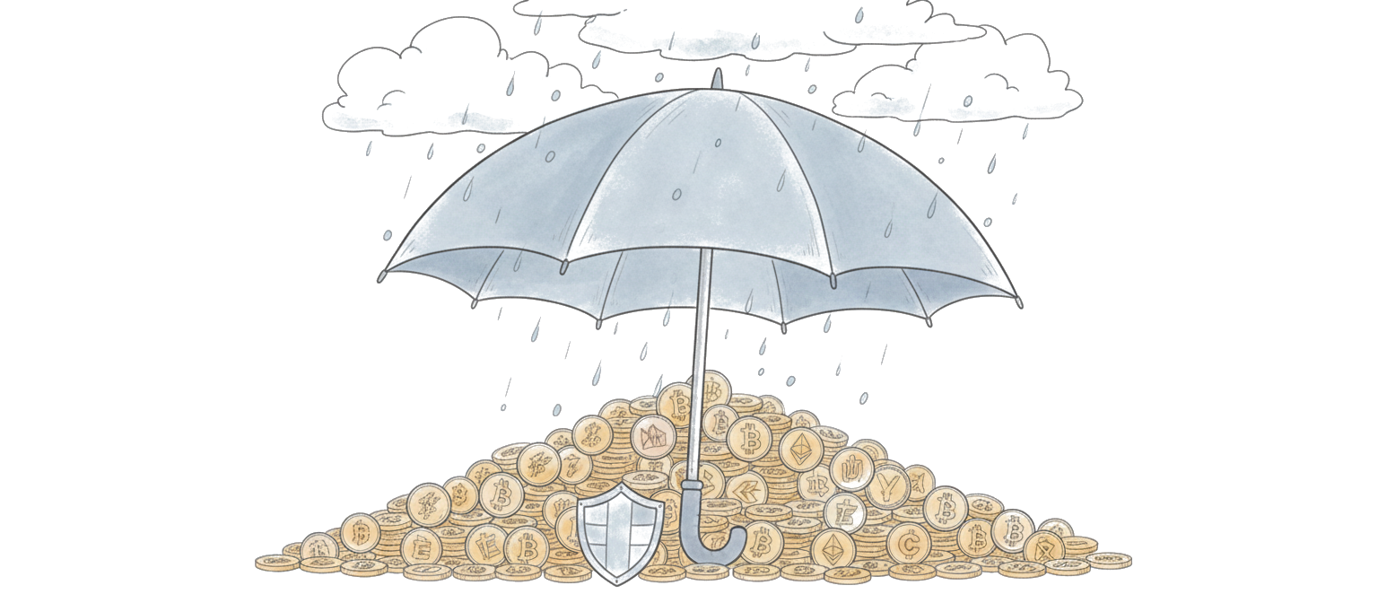 An umbrella protecting coins from rain — your safety margin