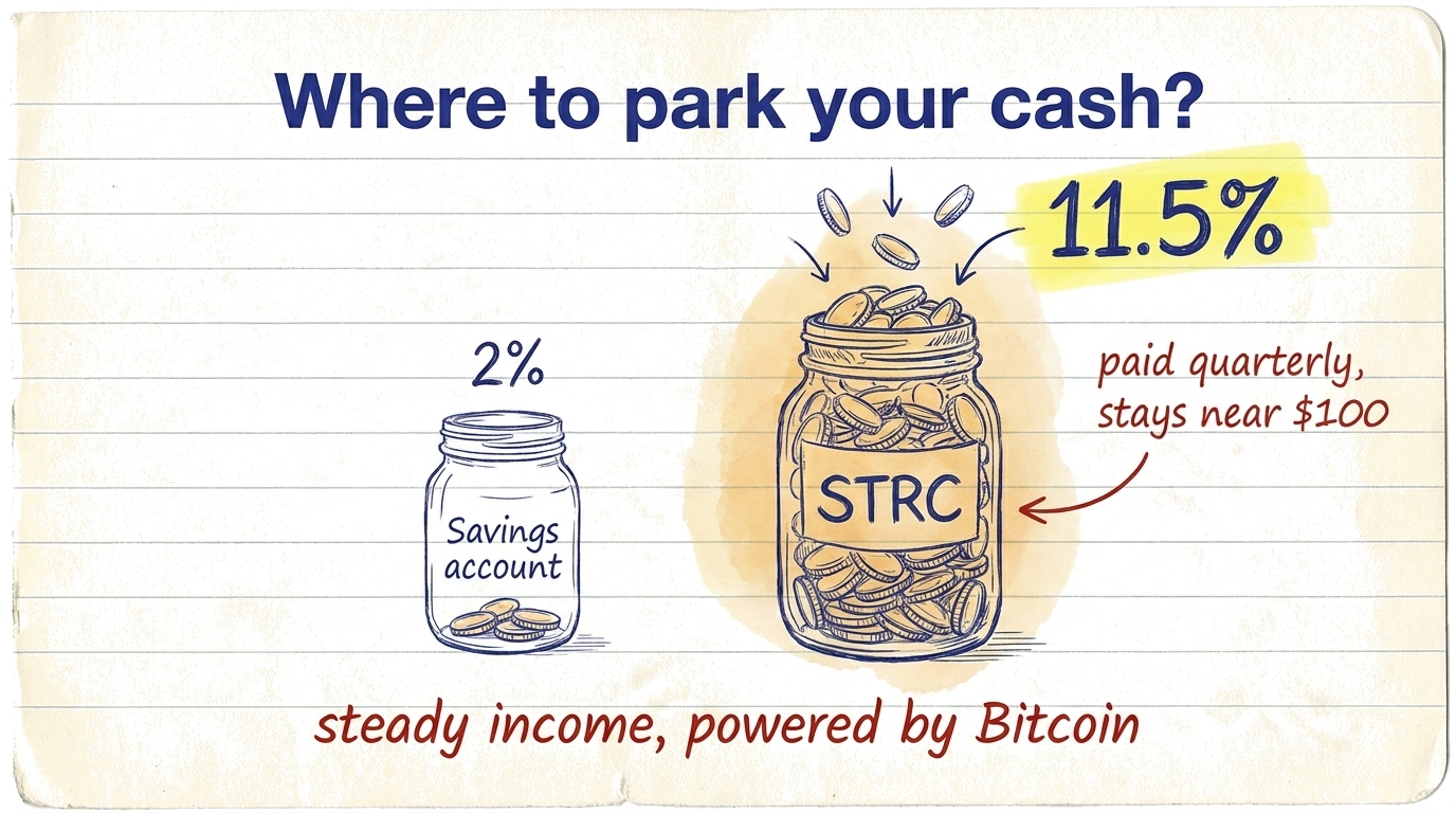 Where to park your cash? Savings account at 2% vs STRC at 11.5% — steady income, powered by Bitcoin