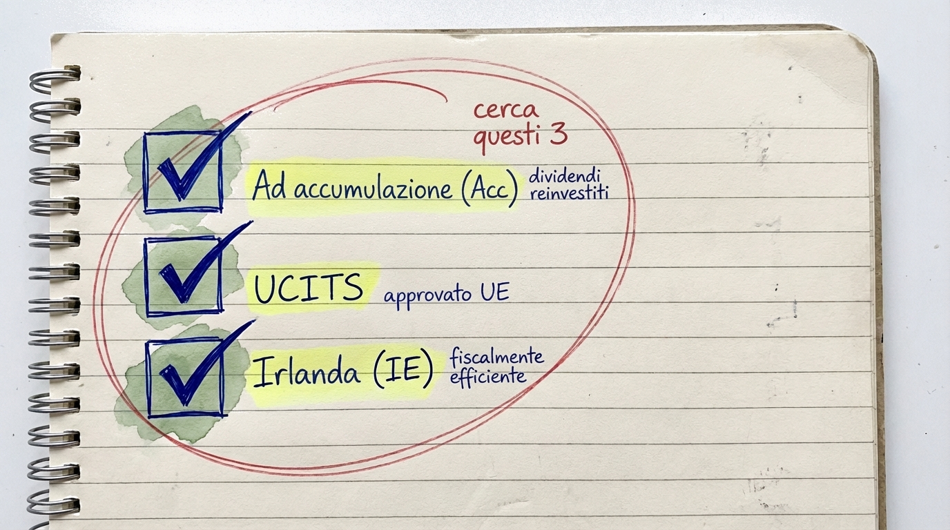 Una checklist per scegliere l'ETF giusto: ad accumulazione, approvato UCITS e domiciliato in Irlanda