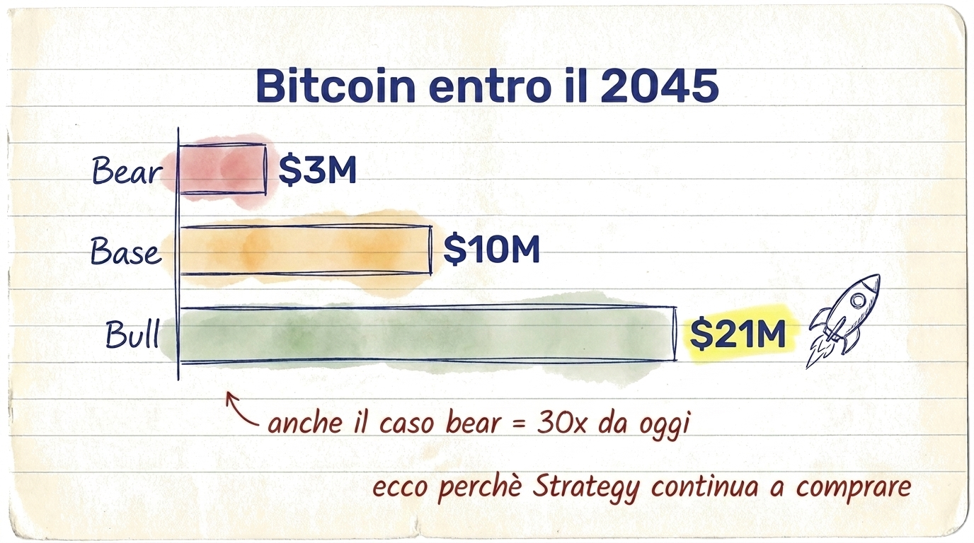 Bitcoin by 2045: Bear $3M, Base $10M, Bull $21M — even the bear case is 30x from today